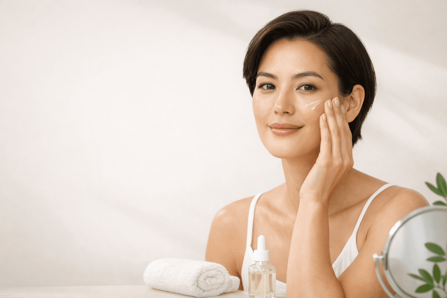 Person applying skincare cream